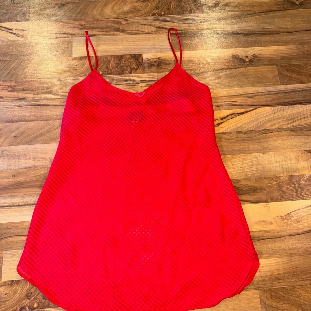 Red Babydoll Lingerie Chemise Mini Dress Nightie Circa 2000 Y2K‎ dress tank LG